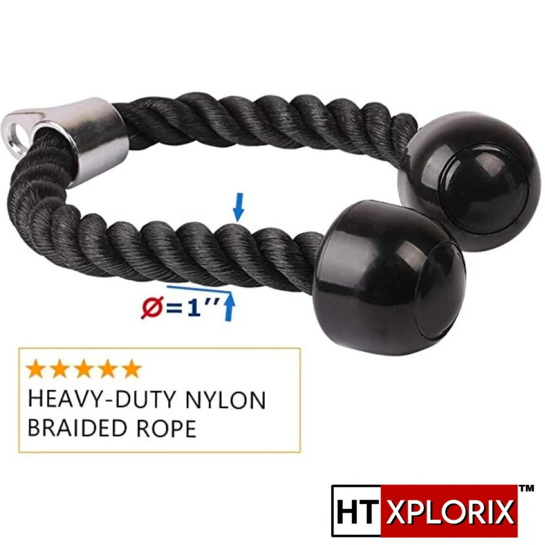 HT XPLORIX™ Nylon Triceps Rope - Durable Cable Attachment for Tricep Pushdowns & Arm Workouts