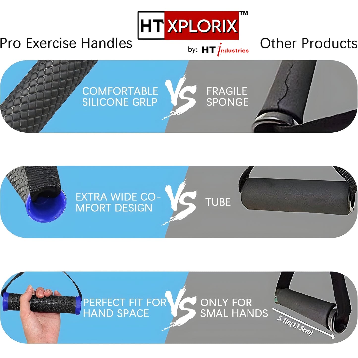 HT XPLORIX™ Pair Nylon Cable Crossover Handle For Cable Attachment