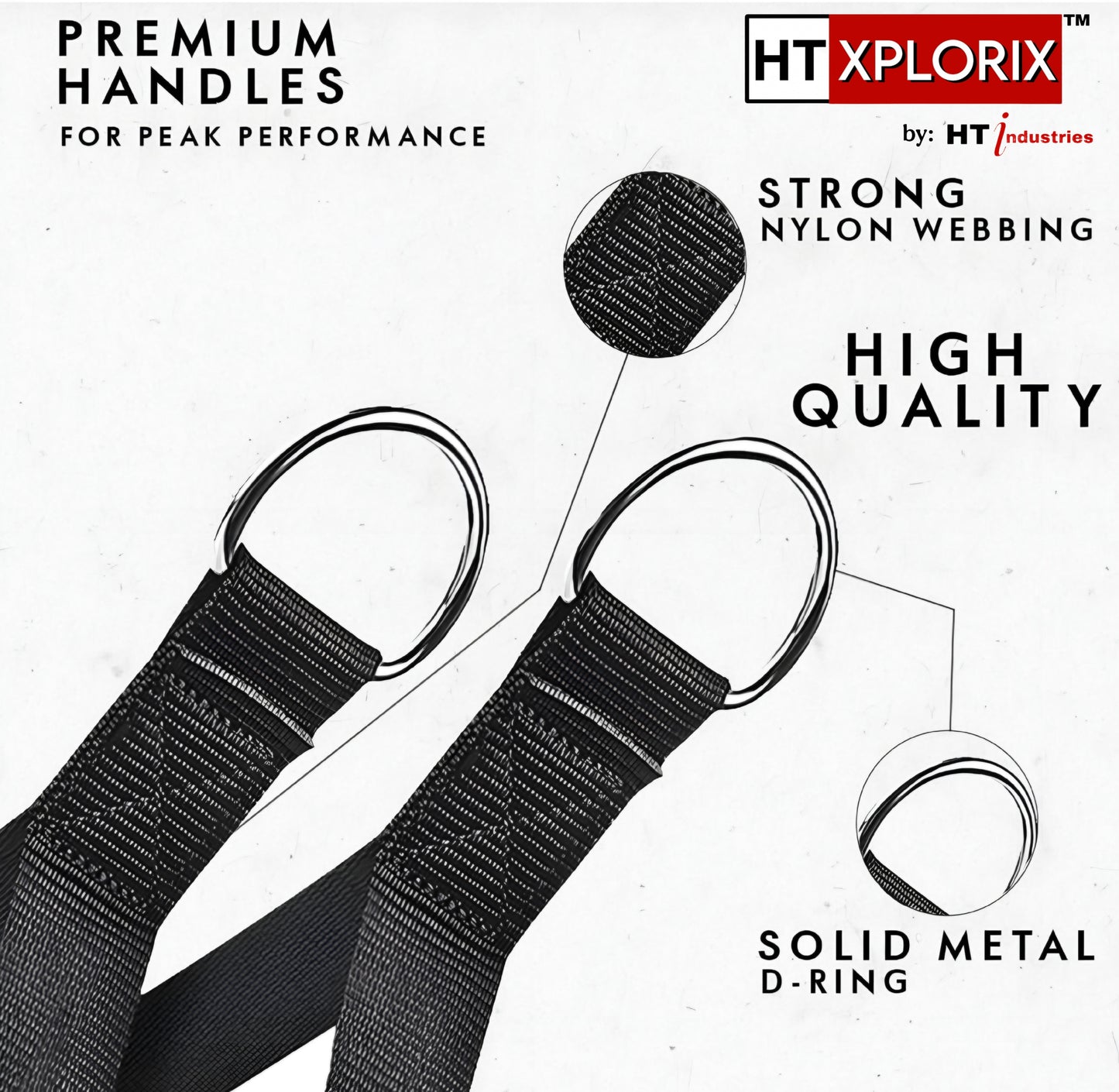 HT XPLORIX™ Pair Nylon Cable Crossover Handle For Cable Attachment