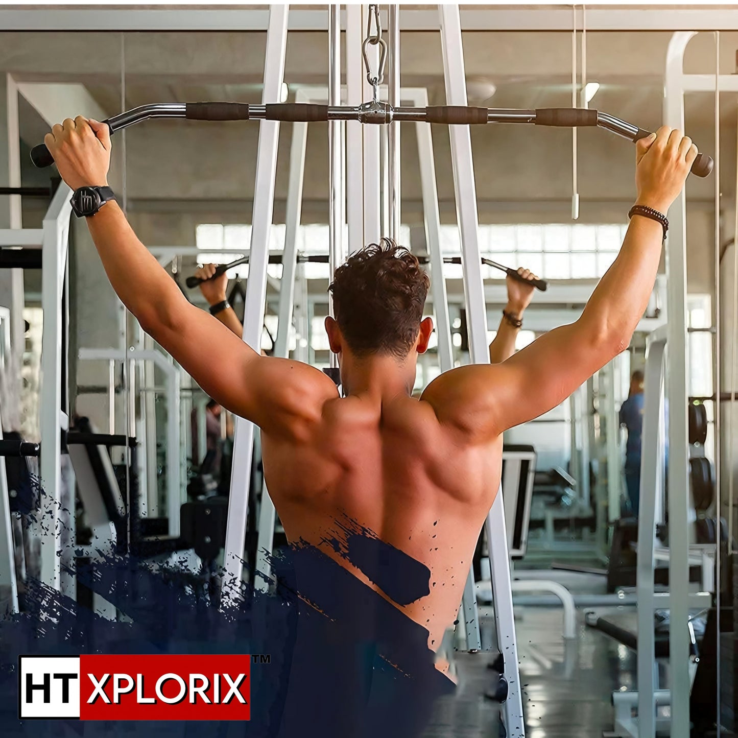HT XPLORIX™ LAT Pull Down Bar 48-Inch – Straight Bar Cable Attachment for Back & Upper Body Strength Training