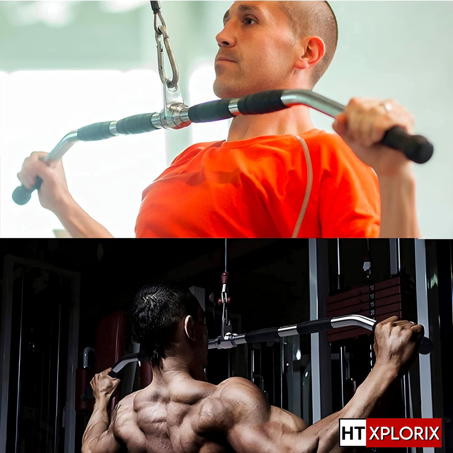 HT XPLORIX™ LAT Pull Down Bar 48-Inch – Straight Bar Cable Attachment for Back & Upper Body Strength Training