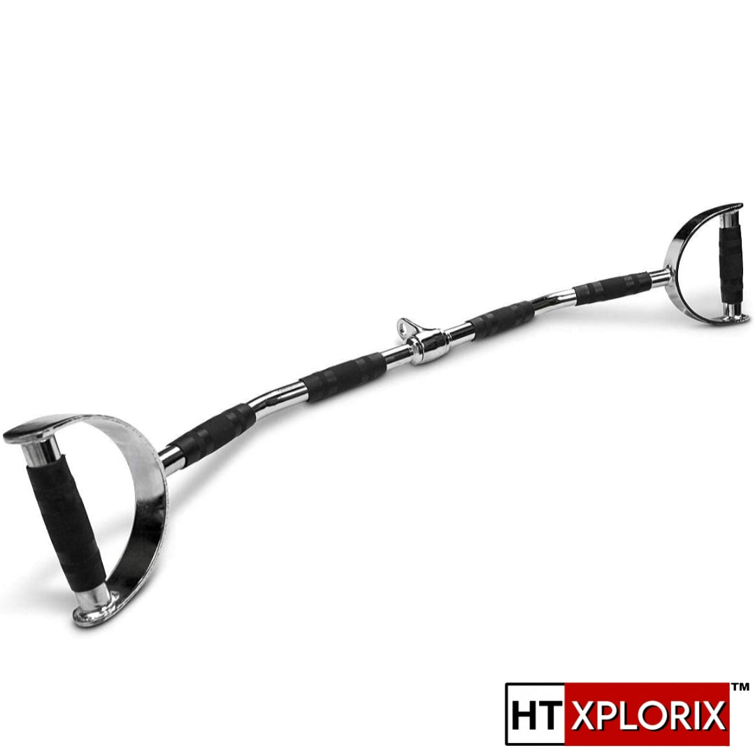 HT XPLORIX™ Double D LAT Pull Down Handle Bar- 30-Inch Heavy-Duty Cable Attachment for Back & Upper Body Workouts