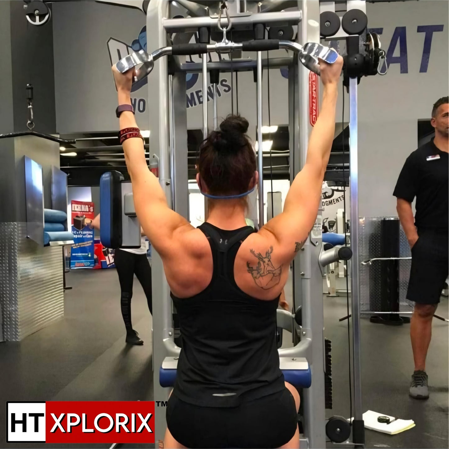 HT XPLORIX™ Double D LAT Pull Down Handle Bar- 30-Inch Heavy-Duty Cable Attachment for Back & Upper Body Workouts