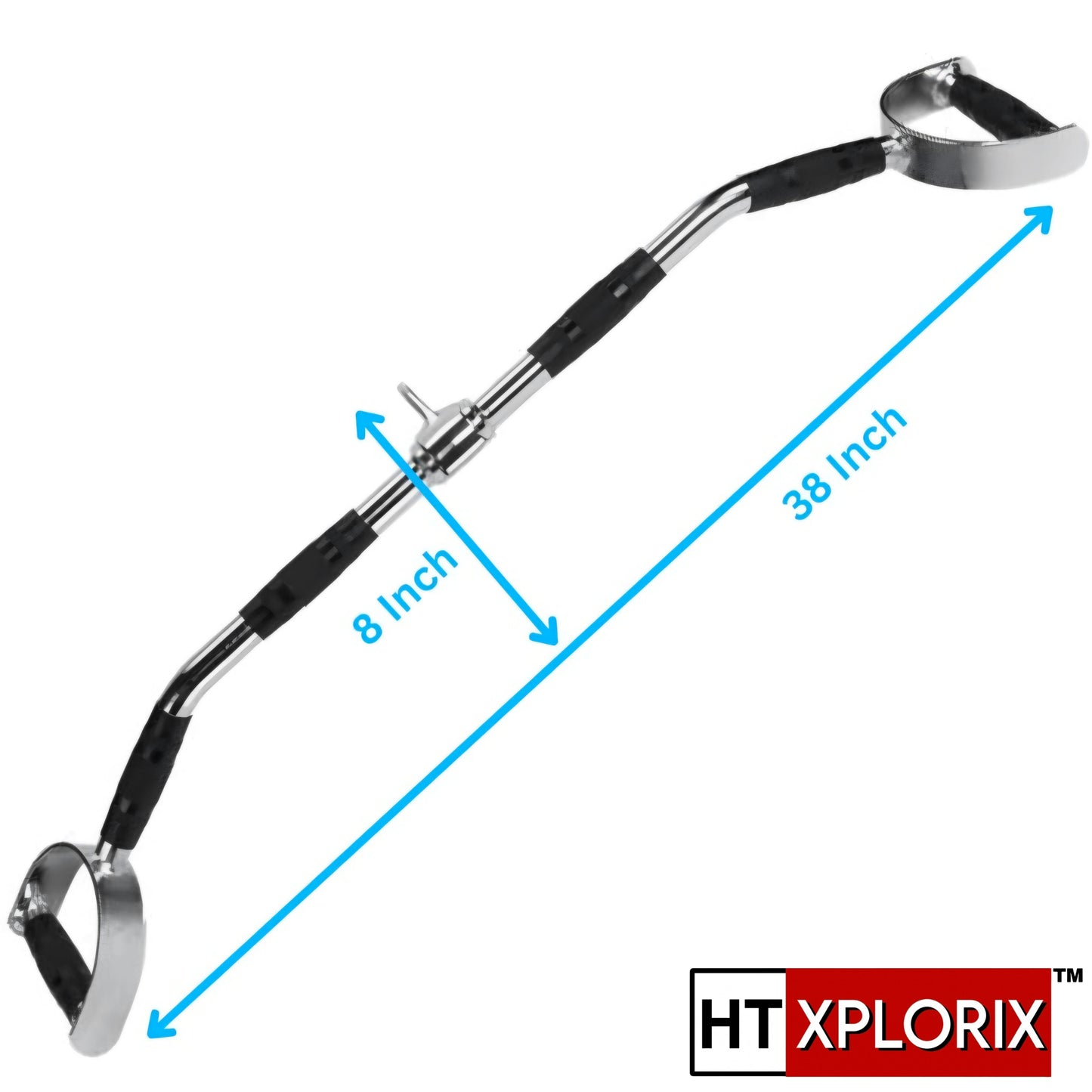 HT XPLORIX™ Double D LAT Pull Down Handle Bar- 30-Inch Heavy-Duty Cable Attachment for Back & Upper Body Workouts