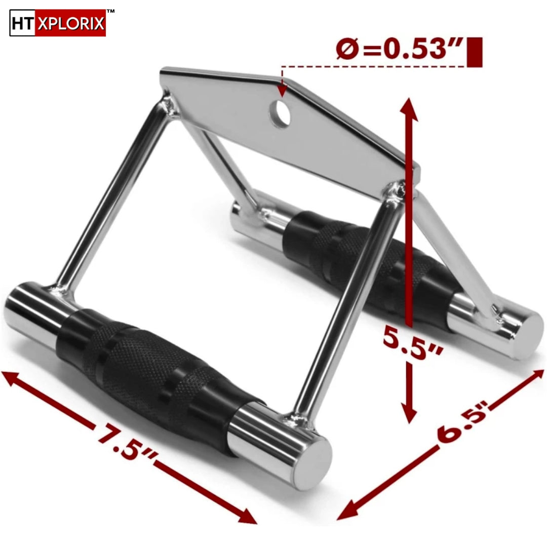 HT XPLORIX™ Heavy-Duty Rowing Handle - Cable Attachment for Strength Training With Knurled / Rubber grips.