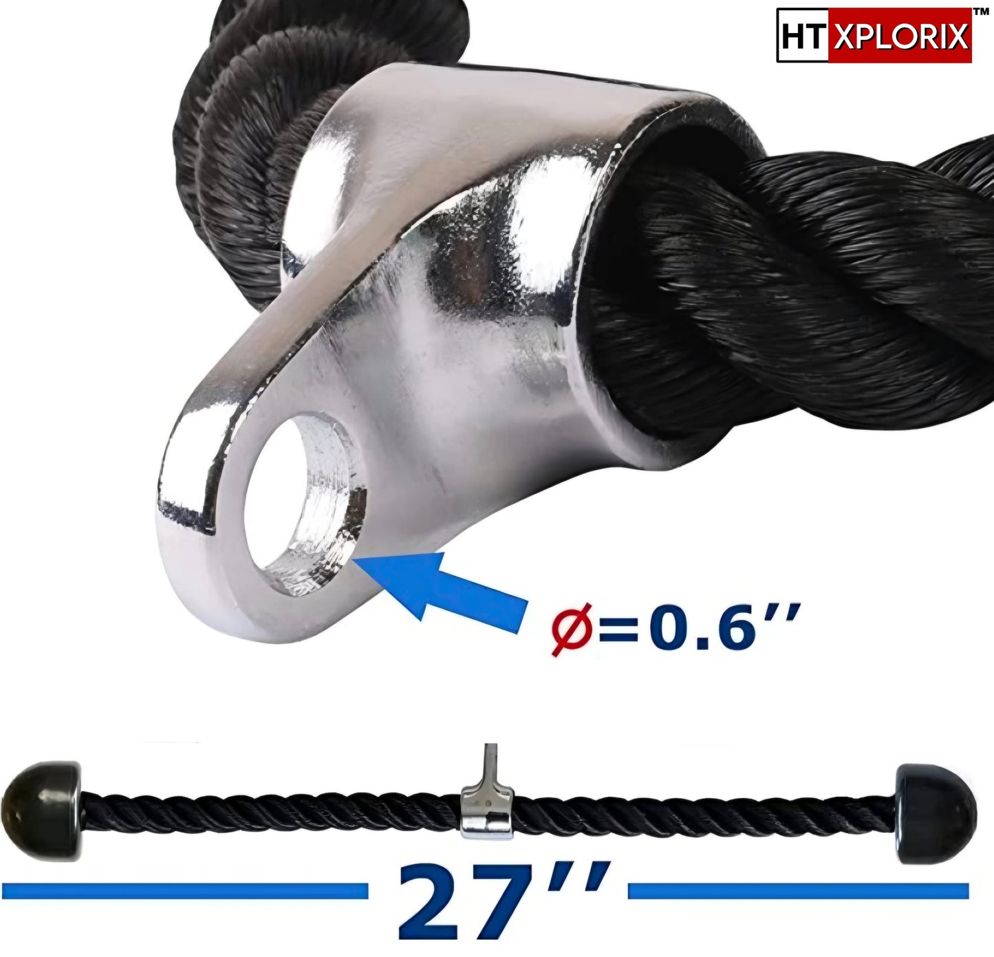 HT XPLORIX™ Nylon Triceps Rope - Durable Cable Attachment for Tricep Pushdowns & Arm Workouts