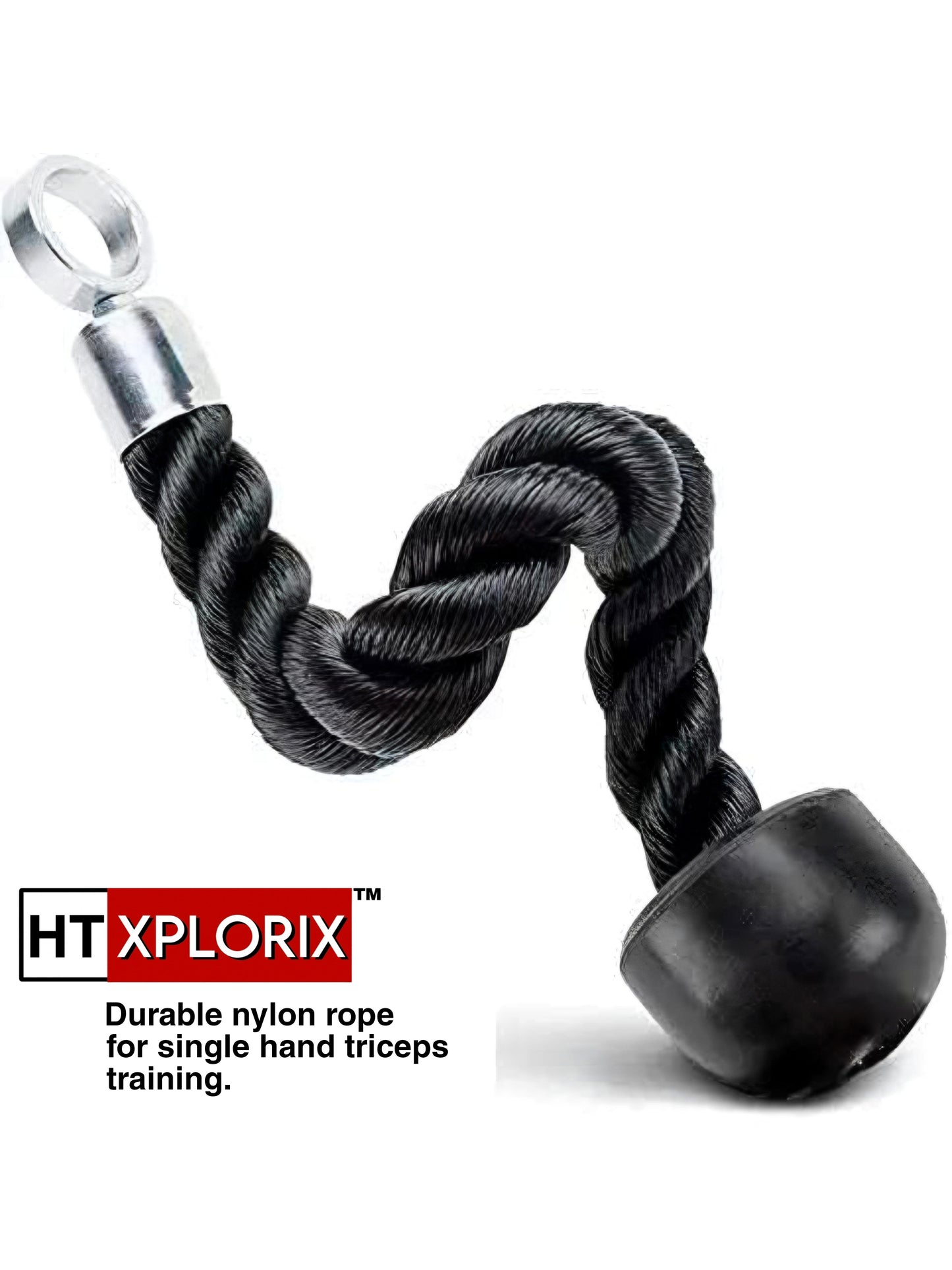HT XPLORIX™ Nylon Triceps Rope Single Grip Durable Cable Attachment for Tricep Pushdowns & Arm Workouts
