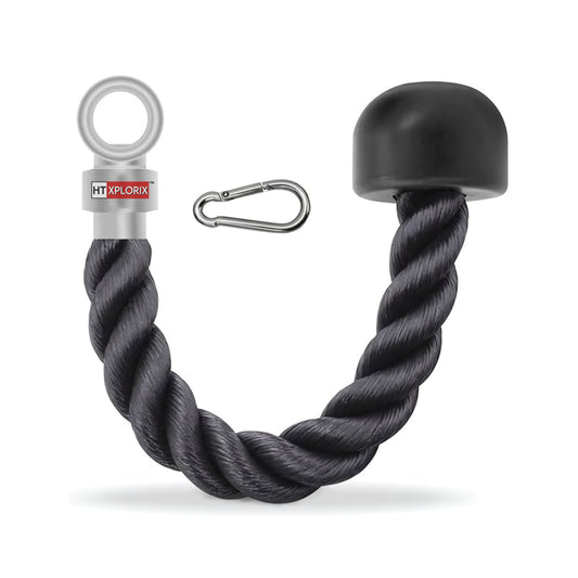 HT XPLORIX™ Nylon Triceps Rope Single Grip Durable Cable Attachment for Tricep Pushdowns & Arm Workouts