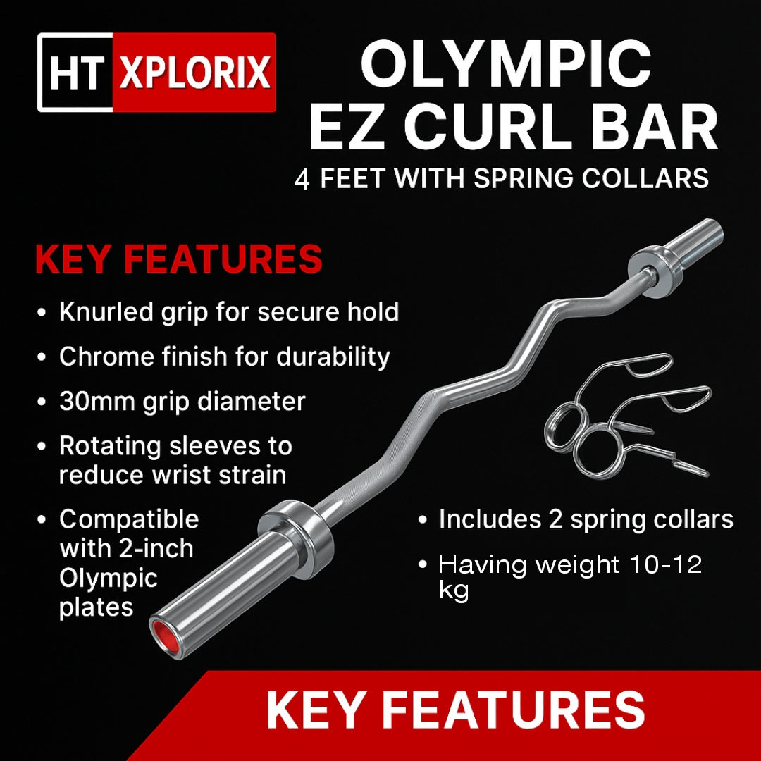 HT XPLORIX™ EZ Curling Olynpic barbell rode with ZIG ZAG knurled grip