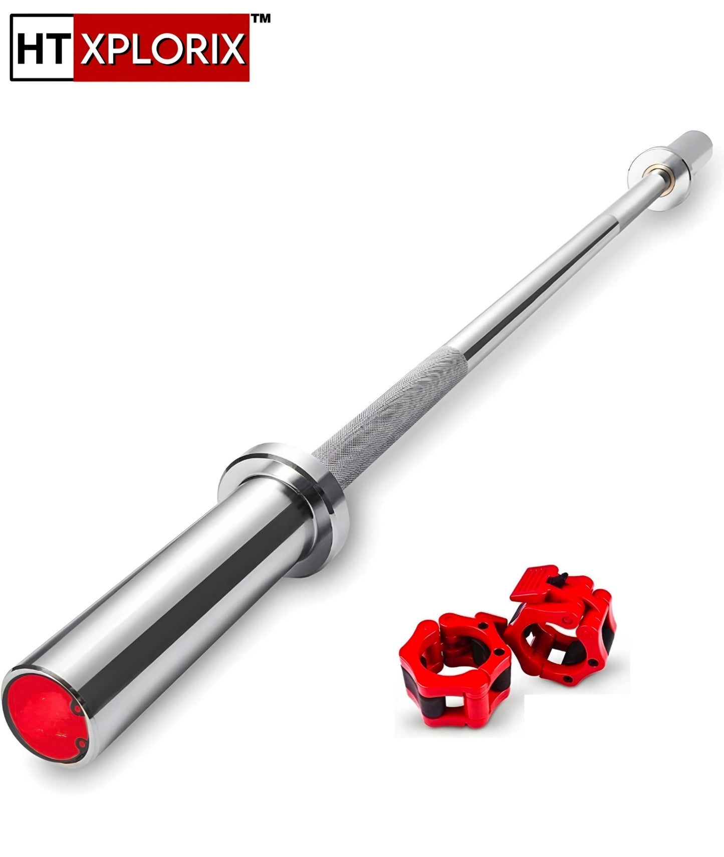 HT XPLORIX™ Straight Olympic Barbell Rod – 30mm Stainless Steel Shaft, 50mm Sleeves with PVC Two Collars.