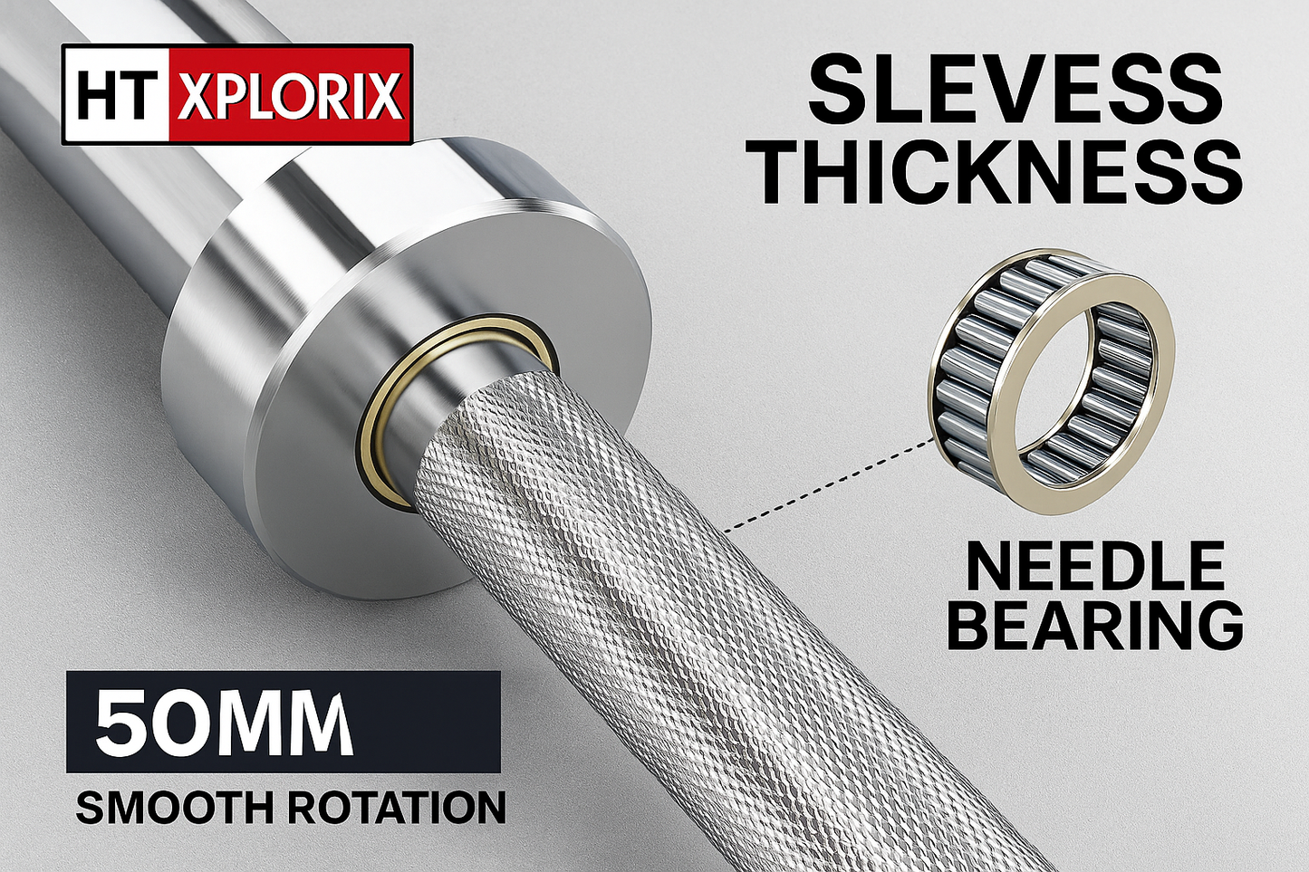 HT XPLORIX™ EZ Curling Olynpic barbell rode with ZIG ZAG knurled grip